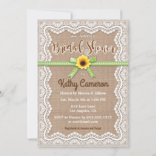 Invitación a la ducha de bodas en Burlap Canvas y 