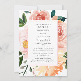 Invitación a la ducha de bonito acuarela floral