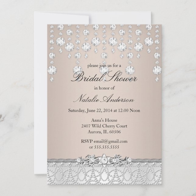 Invitación a la ducha de bonito Crystal Bridal (Anverso)