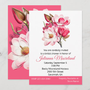 Invitación a la ducha de bonito de Magnolias rosad