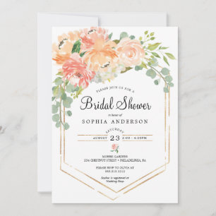 Invitación a la ducha de bonito floral de color Pe