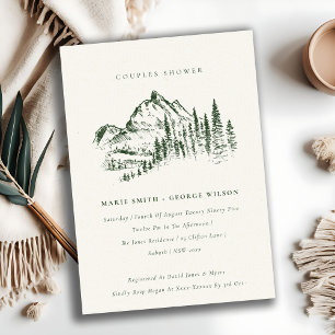 Invitación a la ducha de bosquejo de montaña de pi