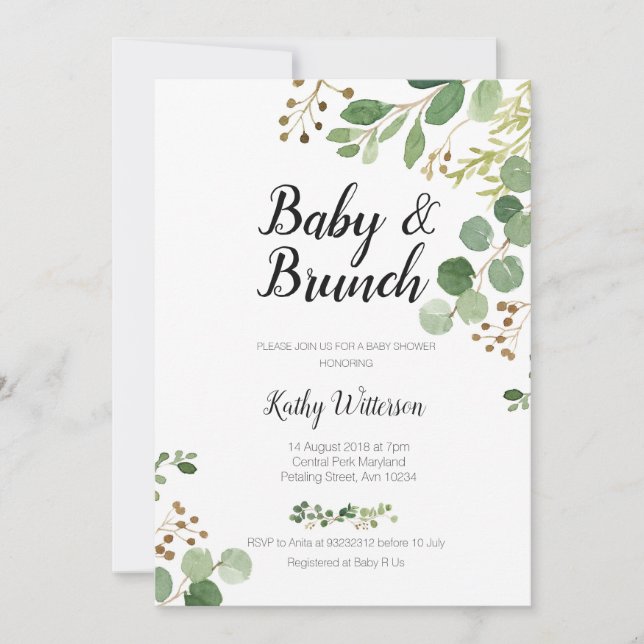 invitación a la ducha de brunch-baby brunch (Anverso)