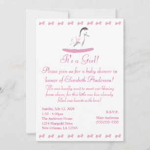 Invitación a la ducha de caballos rocosos rosa y b