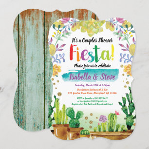 Invitación a la ducha de cactuc para parejas de Fi