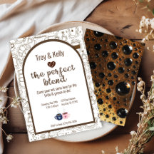 Invitación a la ducha de café con temas de boda
