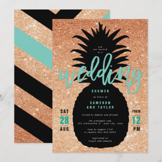 Invitación a la ducha de casamiento de piña Purpur