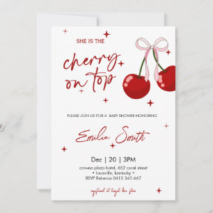 Invitación a la ducha de cerezo en la cima del beb
