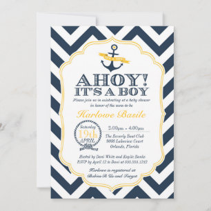 Invitación a la ducha de Chevron Boy Nautical