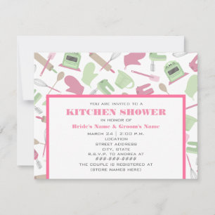 Invitación a la ducha de cocina - rosa y verde