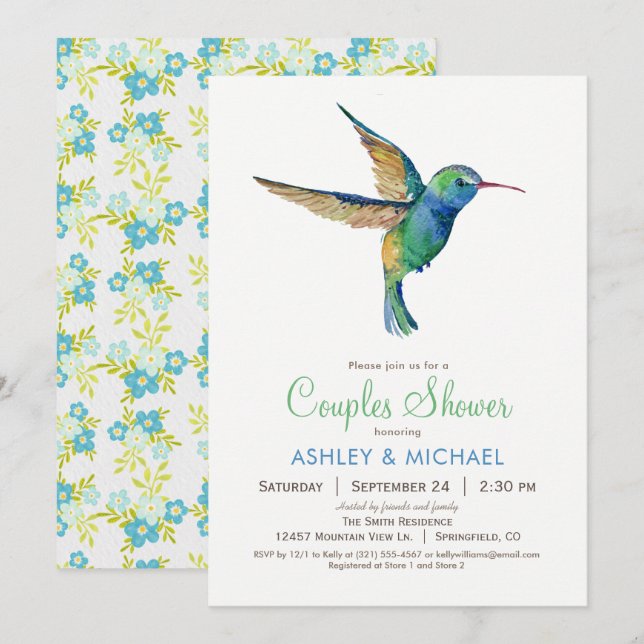Invitación a la ducha de colibrí (Anverso / Reverso)