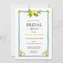 Invitación a la ducha de color limón