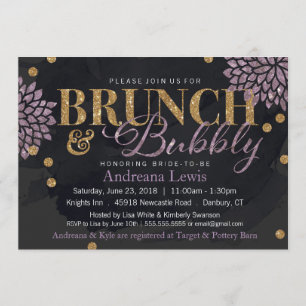 Invitación a la ducha de color Purpurina de brunch