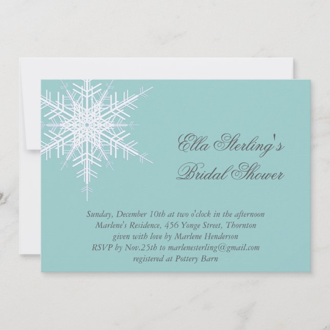 Invitación a la ducha de copos de nieve blanco/tur (Anverso)