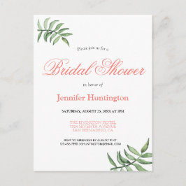 Invitación a la ducha de corales botánicos moderno