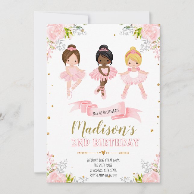 Invitación a la ducha de cumpleaños de Cute Baller (Anverso)