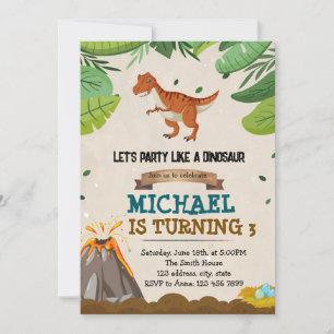 Invitación a la ducha de cumpleaños de Dinosaur