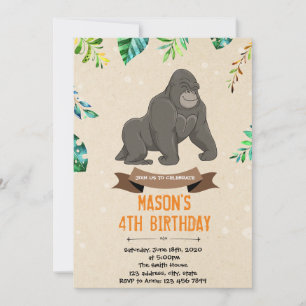 Invitación a la ducha de cumpleaños de Gorilla