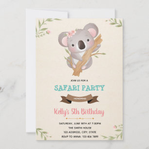 Invitación a la ducha de cumpleaños de Koala
