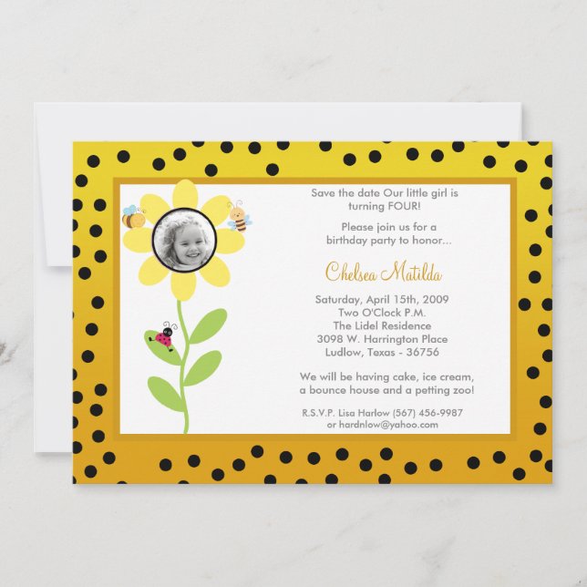 Invitación a la ducha de cumpleaños de la flor de  (Anverso)
