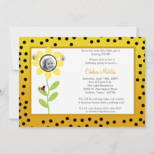 Invitación a la ducha de cumpleaños de la flor de 