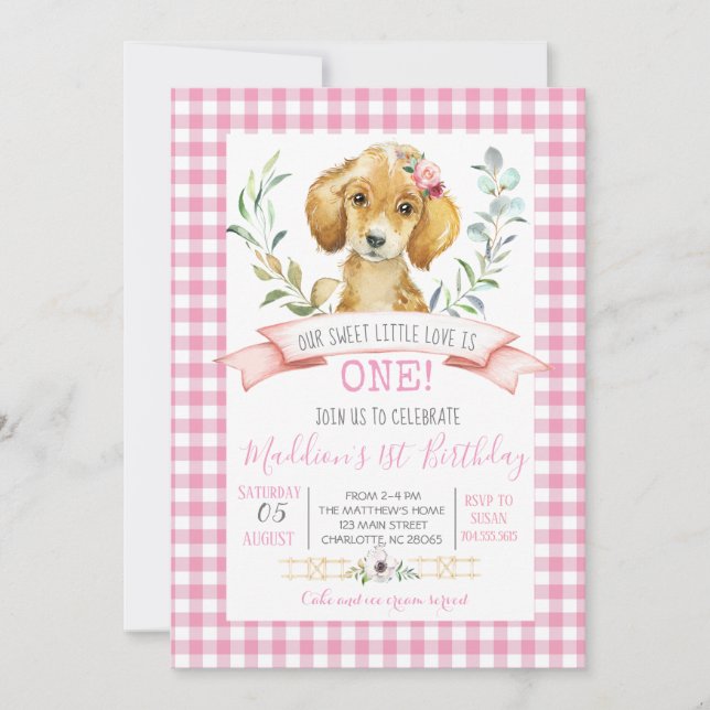 invitación a la ducha de cumpleaños de perro, cump (Anverso)