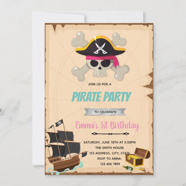 Invitación a la ducha de cumpleaños del chica pira (Anverso)