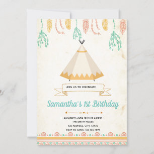 Invitación a la ducha de cumpleaños tribal boho te