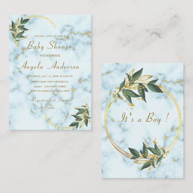 Invitación a la ducha de Dios de la Marble Blanca  (Anverso / Reverso)