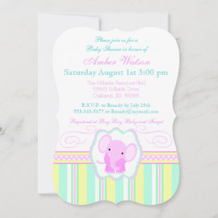 Invitación a la ducha de elefante a rayas