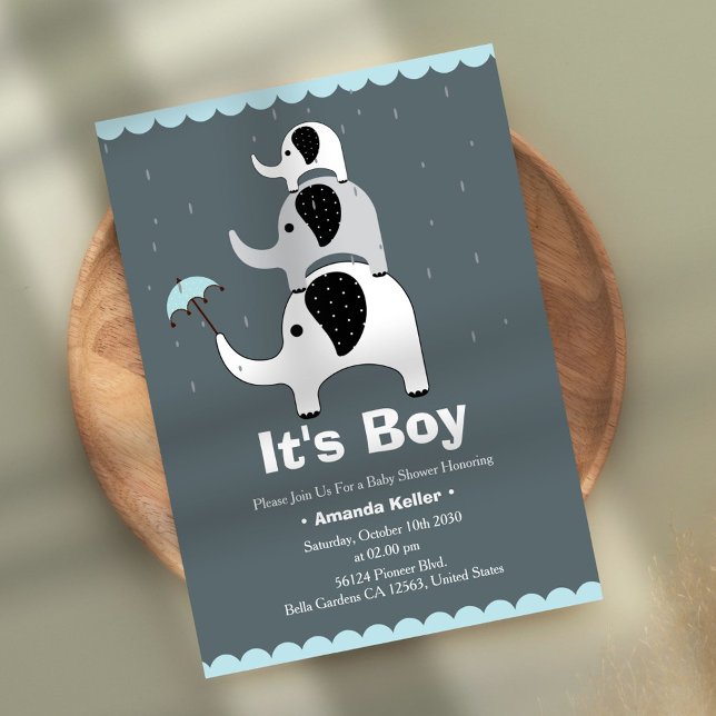 Invitación a la ducha de elefante Baby Boy (Subido por el creador)