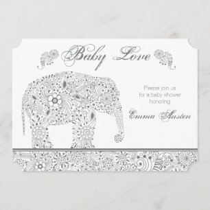 Invitación a la ducha de elefante gris