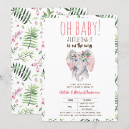 Invitación a la ducha de elefantes bebés, Boho Flo