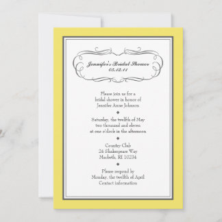 Invitación a la ducha de esmoquin en amarillo y gr
