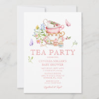 Invitación a la ducha de Fiesta de té con flores s