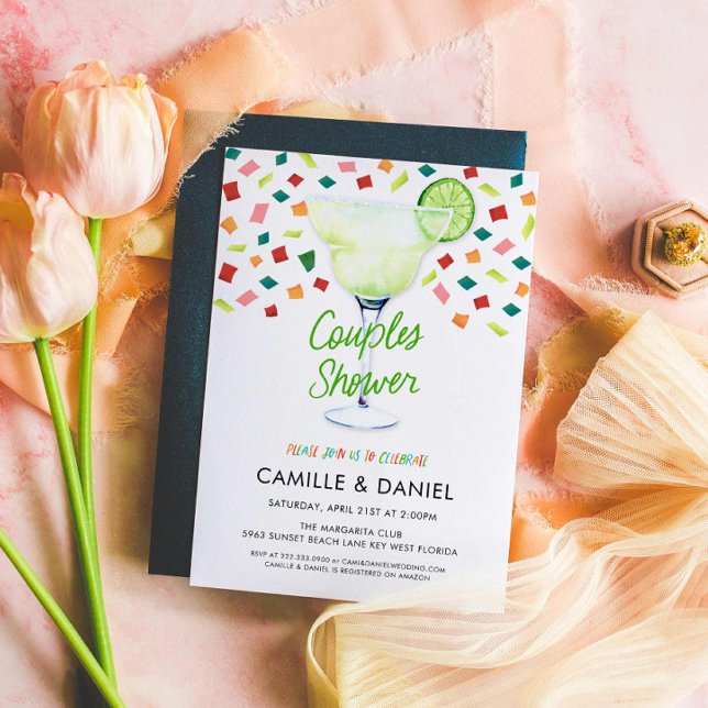 Invitación a la ducha de Fiesta Parejas Mexicanas  (Mexican Fiesta Couples Shower Invitation)