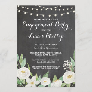 Invitación a la ducha de flores blancas de la etiq