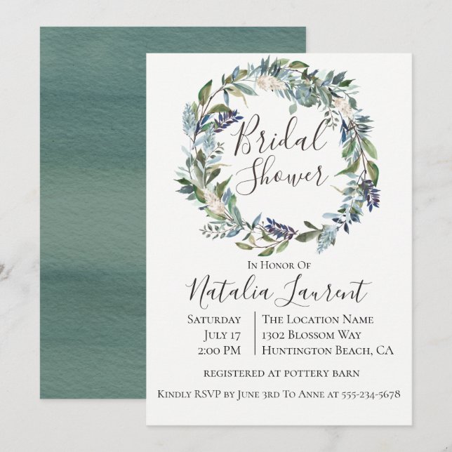 Invitación a la ducha de flores de invierno de Wre (Anverso / Reverso)