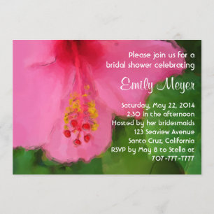 Invitación a la ducha de flores rosadas Hisbiscus