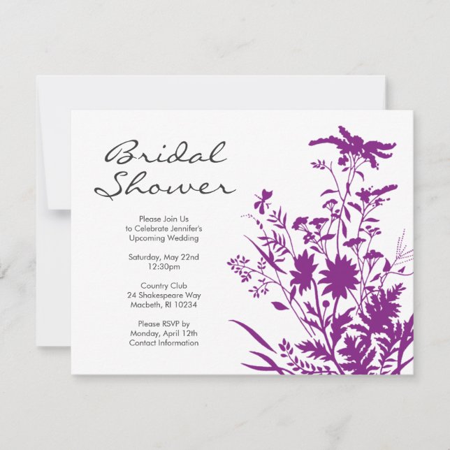 Invitación a la ducha de flores silvestres (Anverso)
