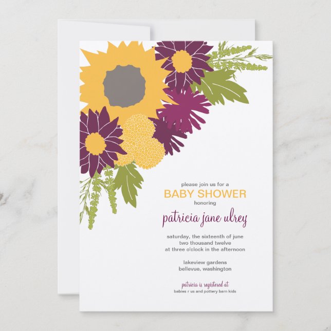 Invitación a la ducha de flores silvestres (Anverso)