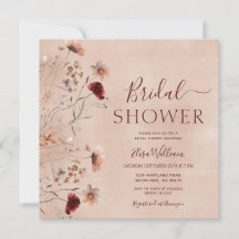 Invitación a la ducha de flores silvestres bohemia