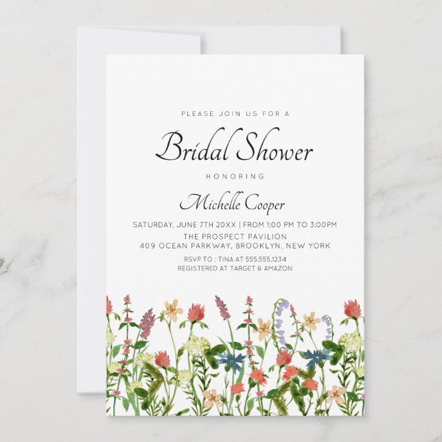 Invitación a la ducha de flores silvestres botánic (Anverso)