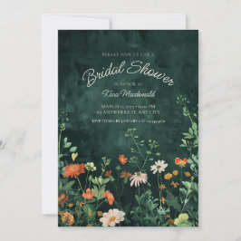 Invitación a la ducha de flores silvestres verde a
