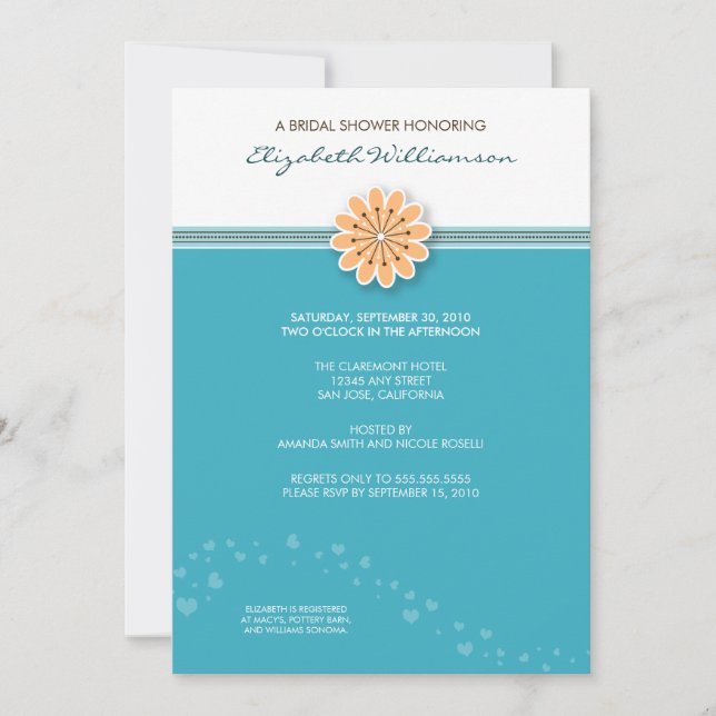 Invitación a la ducha de flores simples (aqua) (Anverso)