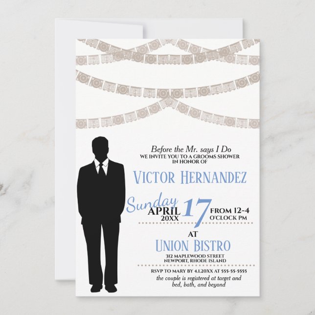Invitación a la ducha de Groom festivo (Anverso)