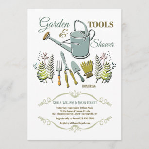 Invitación a la ducha de herramientas de jardín