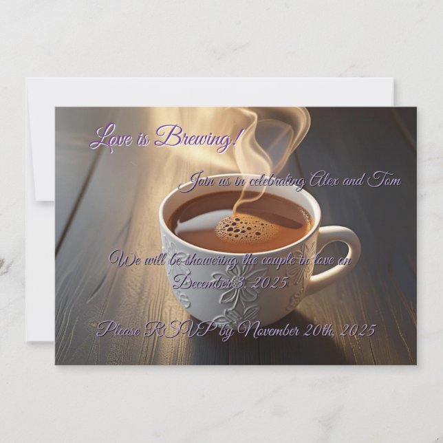 Invitación a la ducha de la boda de la copa de caf (Anverso)