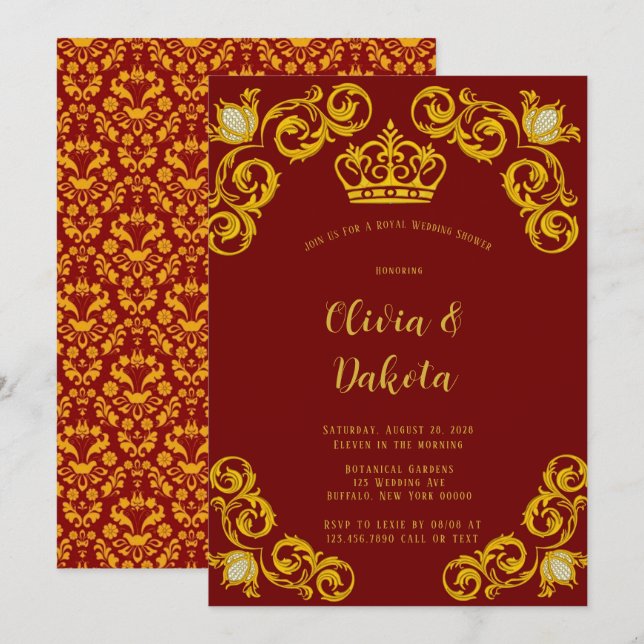 Invitación a la ducha de la boda de la Corona Real (Anverso / Reverso)