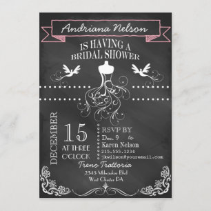 Invitación a la ducha de la boda de tablón rosa